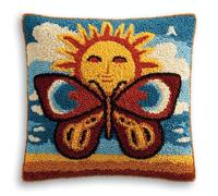 Kitquiver Coussin Au Crochet À Loquet Papillon Kit Crochet De Verrouillage Tapis 43X43Cm,Tapis Point,Set Coussin Diy Pour Enfants Et Adultes,Activité Manuelle