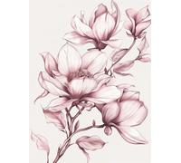 Kitquiver DIY 5D Diamond Painting Fleur De Magnolia Rose Images D'Art Et D'Artisanat En Diamant Par Numéros,Toile De Point De Croix,Peinture Artistique En Diamants Pour Décoration Murale 50x70cm