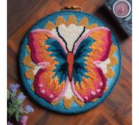 Kitquiver Diy Crochet Kit Debutant Papillons Colorés Kit De Crochet Pour Débutants，Tufting Kits Complet Tapis Tapisserie，Kits De Nouage Pour Adultes.60x60cm