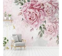 Kitquiver Grand Papier Peint Mural 3D Fleurs De Pivoine Roses À L'Aquarelle Papier Peint Photo 3D Pour Salon,Cuisine,Chambre À Coucher,Toile De Fond Artistique 430x300cm