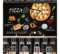 Kitquiver Grand Papier Peint Mural 3D Restaurant De Restauration Rapide Blackboard Pizza Papier Peint Photo 3D Pour Salon,Cuisine,Chambre À Coucher,Toile De Fond Artistique 350x245cm
