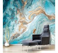 Kitquiver Grand Papier Peint Mural 3D Texture De Marbre Bleu Papier Peint Décoratif Effet 3D Pour Chambre À Coucher 430x300cm