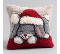 Kitquiver Kit Crochet De Verrouillage Tapis Dessin Petit Lapin Gris Diy Broderie,Loquet Crochet Complet Housse De Coussin,Kit Fabrication Taie D'Oreiller Coussins Tapis,43X43Cm