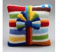 Kitquiver Kit Crochet De Verrouillage Tapis Nœud Papillon Diy Broderie,Loquet Crochet Complet Housse De Coussin,Kit Fabrication Taie D'Oreiller Coussins Tapis,43X43Cm