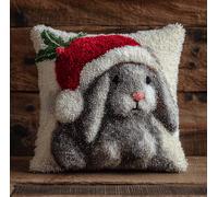 Kitquiver Kit Crochet Debutant Complet Petit Lapin Gris Tapis Point Noué À Faire Pour Décoration De Maison,Canapé,43 X 43Cm,Cadeau À Faire Soi-Même