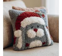 Kitquiver Kit Crochet Debutant Complet Petit Lapin Gris Tapis Point Noué À Faire Pour Décoration De Maison,Canapé,43 X 43Cm,Cadeau À Faire Soi-Même