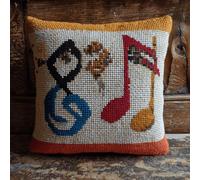 Kitquiver Kit Crochet Debutant Complet Symboles Musicaux Tapis Point Noué À Faire Pour Décoration De Maison,Canapé,43 X 43Cm,Cadeau À Faire Soi-Même