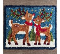 Kitquiver Kit De Tapis À Crochet À Nouer Diy Pour Adultes Et Enfants - Cerf De Noël 39X55In/100 X140Cm Point De Croix, Fabrication Et Décoration De La Maison