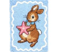 Kitquiver Kit De Tapis À Crochet À Nouer Diy Pour Adultes Et Enfants - Lapin Et Étoile 100 X 140 Cm Point De Croix, Fabrication Et Décoration De La Maison