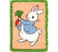 Kitquiver Kit De Tapis À Nouer Soi-Même, Lapin Et Carotte 90 X 120 Cm, Kit De Crochet, Kit De Point De Croix, Pour Bricolage, Artisanat, Cadeaux, Paillasson, Décoration Principale