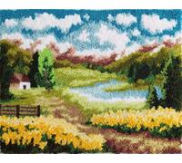 Kitquiver Kit De Tapis De Crochet À Point Noué Di Campagne 35X46In/90X 120Cm Coussin Au Crochets À Loquet Bricolage, Création De Tapis À Crocher Pour Adultes Et Enfants, Modèle De Couleur Pré-Imprimé