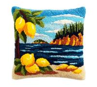 Kitquiver Kit Point Noué Á Faire Coussin Citron D'Été Broderie Debutant Diy Latch Hook Kit Complet Decoration Maison Manuelle Loisir Créatif 43 X 43 Cm