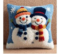 Kitquiver Kit Point Noué Á Faire Coussin Noël - Bonhomme De Neige Debutant Diy Latch Hook Kit Complet Decoration Maison Manuelle Loisir Créatif 43 X 43 Cm