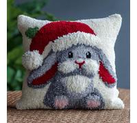 Kitquiver Kit Point Noué Á Faire Coussin Petit Lapin Gris Broderie Debutant Diy Latch Hook Kit Complet Decoration Maison Manuelle Loisir Créatif 43 X 43 Cm