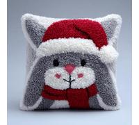 Kitquiver Kit Point Noué Á Faire Coussin Petit Lapin Gris Debutant Diy Latch Hook Kit Complet Decoration Maison Manuelle Loisir Créatif 43 X 43 Cm