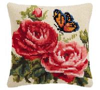 Kitquiver Kit Point Noué Á Faire Coussin Roses Et Papillons Broderie Debutant Diy Latch Hook Kit Complet Decoration Maison Manuelle Loisir Créatif 43 X 43 Cm