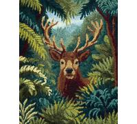 Kitquiver Kit Tapis Point Noué Á Faire Un Élan De La Jungle 15 X 20 Po/52 X 38 Cm Broderie Debutant Diy Latch Hook Kit Complet Decoration Maison Manuelle Loisir Créatif Embroidery