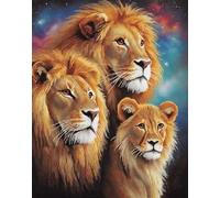 Kitquiver Kit Tapis Point Noué Á Faire Un Famille De Lions 52 X 38 Cm Broderie Debutant Diy Latch Hook Kit Complet Decoration Maison Manuelle Loisir Créatif Embroidery