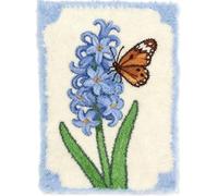 Kitquiver Kit Tapis Point Noué Á Faire Un Fleurs Bleues Et Papillons 80 X 115 Cm Broderie Debutant Diy Latch Hook Kit Complet Decoration Maison Manuelle Loisir Créatif Embroidery
