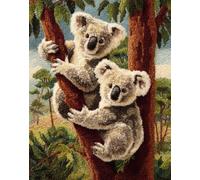 Kitquiver Kit Tapis Point Noué Á Faire Un Koalas Dans Le Champ 15X20In/52X38Cm Broderie Debutant Diy Latch Hook Kit Complet Decoration Maison Manuelle Loisir Créatif Embroidery