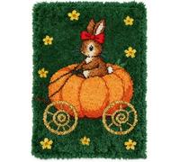 Kitquiver Latch Hook Kit Tapis De Lapin Et Citrouille 80 X 115 Cm Diy Crochet Par Numéro Pour Adultes Et Enfants Point De Croix Noué Tapis Pour Salon Broderie