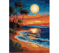 Kitquiver Latch Hook Kit Tapis De Lumières Sur La Plage 55 X 75 Cm Diy Crochet Par Numéro Pour Adultes Et Enfants Point De Croix Noué Tapis Pour Salon Broderie