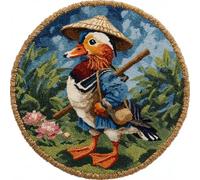 Kitquiver Latch Hook Rug Kit Canards mandarins de dessin animé 100x100cm