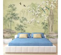 Kitquiver Papier Peint 3D Forêt De Bambous,Magnolias Et Oiseaux Papier Peint Photo 3D Pour Salon,Cuisine,Chambre À Coucher,Toile De Fond Artistique 250x175cm