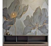 Kitquiver Papier Peint Mural 3D flowers À L'Encre De Chine Grand Autocollant 3D Amovible,Décoration Murale Pour Salle À Manger,Chambre À Coucher 150x105cm