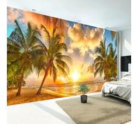 Kitquiver Papier Peint Mural 3D Paysage De Cocotiers Sur La Plage Papier Peint Photo 3D Pour Plafond,Salon,Chambre À Coucher 350x245cm