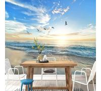 Kitquiver Papier Peint Photo 3D Lever De Soleil Sur Un Paysage De Bord De Mer Papier Peint 3D Pour Bureau,Salon,Décoration D'Intérieur,Restaurant 430x300cm