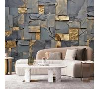 Kitquiver Papier Peint Photo 3D Texture De Marbre Noir Et Or Papier Peint 3D Pour Bureau,Salon,Décoration D'Intérieur,Restaurant 430x300cm