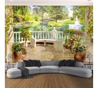 Kitquiver Peinture Murale 3D Paysage De Balcon Et Jardin Papier Peint Photo 3D Pour Salon,Cuisine,Chambre À Coucher,Toile De Fond Artistique 430x300cm