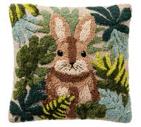 Kitquiver Tapis Point Noué Lapin Kit Crochet Debutant Complet À Faire Pour Décoration De Maison,Canapé,43 X 43Cm,Cadeau À Faire Soi-Même