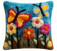 Kitquiver Tapis Point Noué Papillons Kit Crochet Debutant Complet À Faire Pour Décoration De Maison,Canapé,43 X 43Cm,Cadeau À Faire Soi-Même