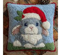 Kitquiver Tapis Point Noué Petit Lapin Gris Kit Crochet Debutant Complet À Faire Pour Décoration De Maison,Canapé,43 X 43Cm,Cadeau À Faire Soi-Même