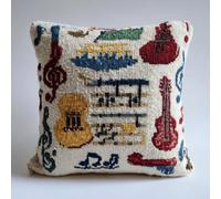 Kitquiver Tapis Point Noué Symboles Musicaux Kit Crochet Debutant Complet À Faire Pour Décoration De Maison,Canapé,43 X 43Cm,Cadeau À Faire Soi-Même