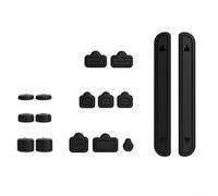 Kits anti-poussière en silicone pour Nintendo Switch 2 | Ensemble de cache-ports en caoutchouc souple avec poignées pour pouces | Accessoires de protection pour ports d'écouteurs HD USB-C LAN | Noir