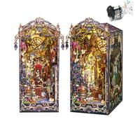 Kits Book Nook, DIY Dollhouse Miniature Kit, Bookshelf Insert Decor, 3D Wooden Puzzle Booknook Mini with LED Light and Small Music Box for Creative Ssembled Bookends (elfe de conte de fées)