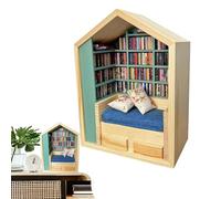 Kits Booknook pour adultes - Kit d'artisanat miniature 3D | Décoration de bibliothèque en bois Tiny, projet créatif Mini House Building pour étagères, cadeau pour