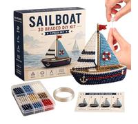 Kits Broderie Perlée - Mini Créations 3D Amusantes Fait Main Bateau Hélicoptère - Kit de Broderie de Perles Tank et Chasseur | pour Activité Maison Création Bijoux Fête Vacances