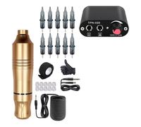 Kits Complets De Machine À Tatouer, Alimentation Électrique, Stylo Rotatif Avec Cartouche D'aiguilles, Maquillage Permanent For Tatouage, Art Corporel EntraîNement De PréCision(Gold Tattoo Kit)