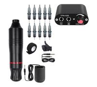 Kits Complets De Machine À Tatouer, Alimentation Électrique, Stylo Rotatif Avec Cartouche D'aiguilles, Maquillage Permanent For Tatouage, Art Corporel EntraîNement De PréCision(Black Tattoo Kit)