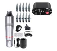 Kits Complets De Machine À Tatouer, Alimentation Électrique, Stylo Rotatif Avec Cartouche D'aiguilles, Maquillage Permanent For Tatouage, Art Corporel EntraîNement De PréCision(Silver Tattoo Kit)
