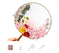 Kits d ' éventail ronds chinois de fleurs séchées, fleurs, A | Décor floral rond traditionnel pour exposition à la maison, pièce de projet faite à la main, 24 cm