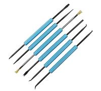 Kits d'aide à la soudure en métal 6 Packs Circuit Board Ensemble d'outils de soudage précis Brosse Grattoir Fourche Crochet Poinçon Fer À Souder Aide Accessoires DIY Kit(BLEU)