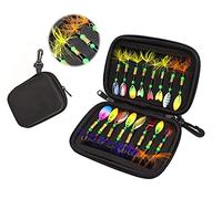 Kits d'appâts à Paillettes 16 pièces avec Sac de Rangement Appâts vibrants rotatifs pour Perche, Truite, brochet, Kits de pêche au Saumon, Accessoires de pêche en Eau Douce et en Eau salée(Couleur 2)