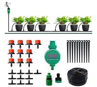 Kits d'arrosage par Brumisation de 10 M avec Minuterie Kit d'arrosage Micro-Goutte avec Tuyau de Distribution Vide de 6,35 Mm Arroseur Goutteur à Buse Kit d'arrosage Automatique pour Plantes de Terr