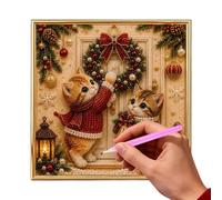 Kits d'art en perles pour adultes, chat de Noël, adapté aux débutants, saisonnier