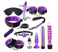 Kits de Bondage 13 Pièces SM Set Adultes Toy Parfait pour Les Débutants Menottes SM avec Masque pour Les Yeux et Sex Toys Erotiques pour Couple Jouets Sexuels (Violet)